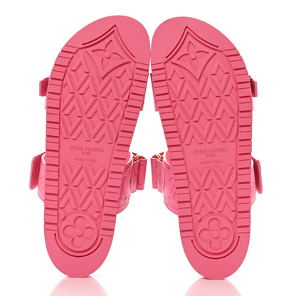 Louis Vuitton Calfskin Monogram Embossed Bom Dia Flat Mule Sandals 40 Pink 5 of 9