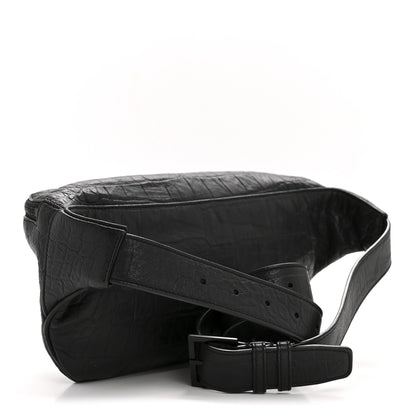 Saint Laurent Calfskin Crocodile Embossed Monogram Belt Bag Black 3 of 14