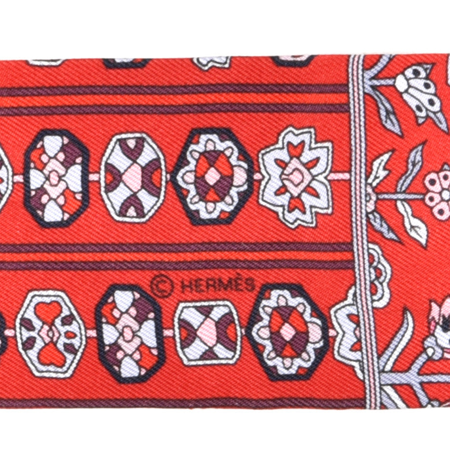 Hermes Silk Tapis Persans Twilly Marine Rouge Mauve 3 of 3