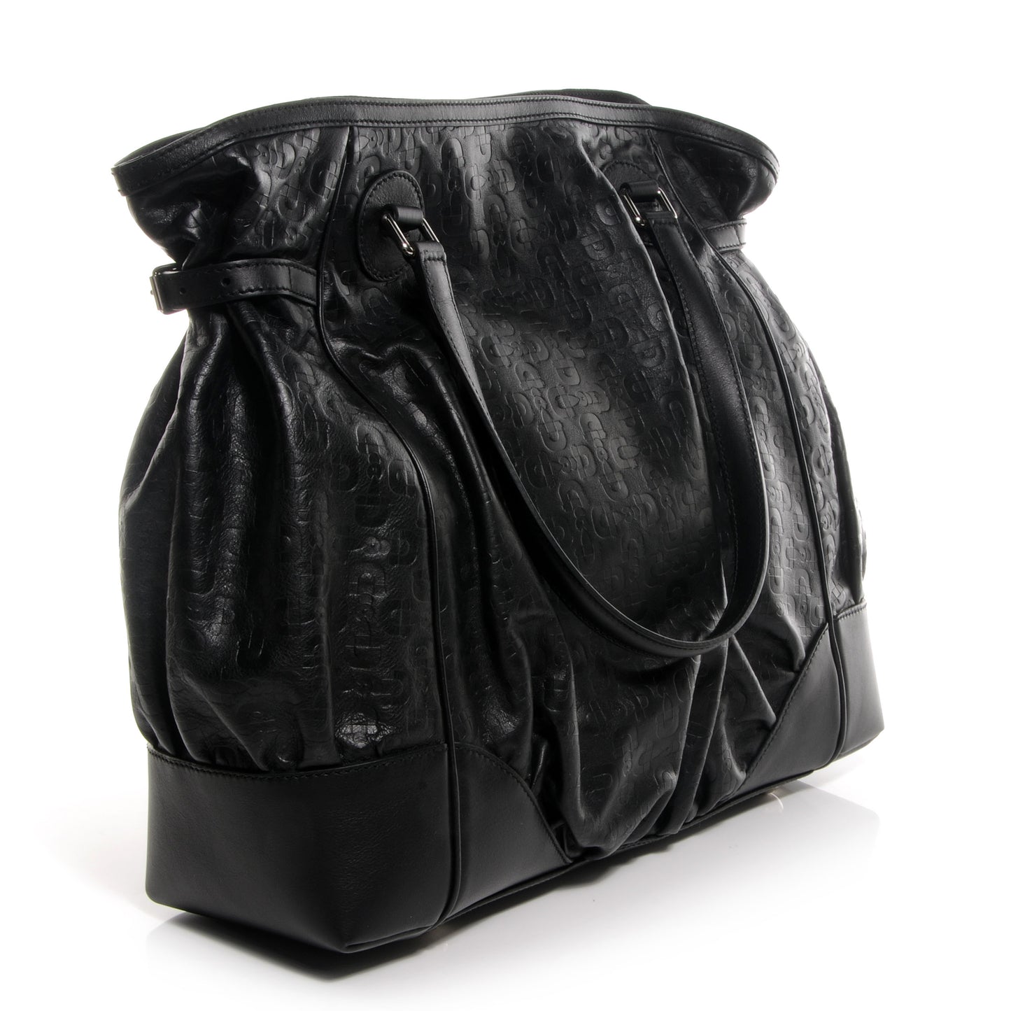 Horsebit Embossed Full Moon Tote Black