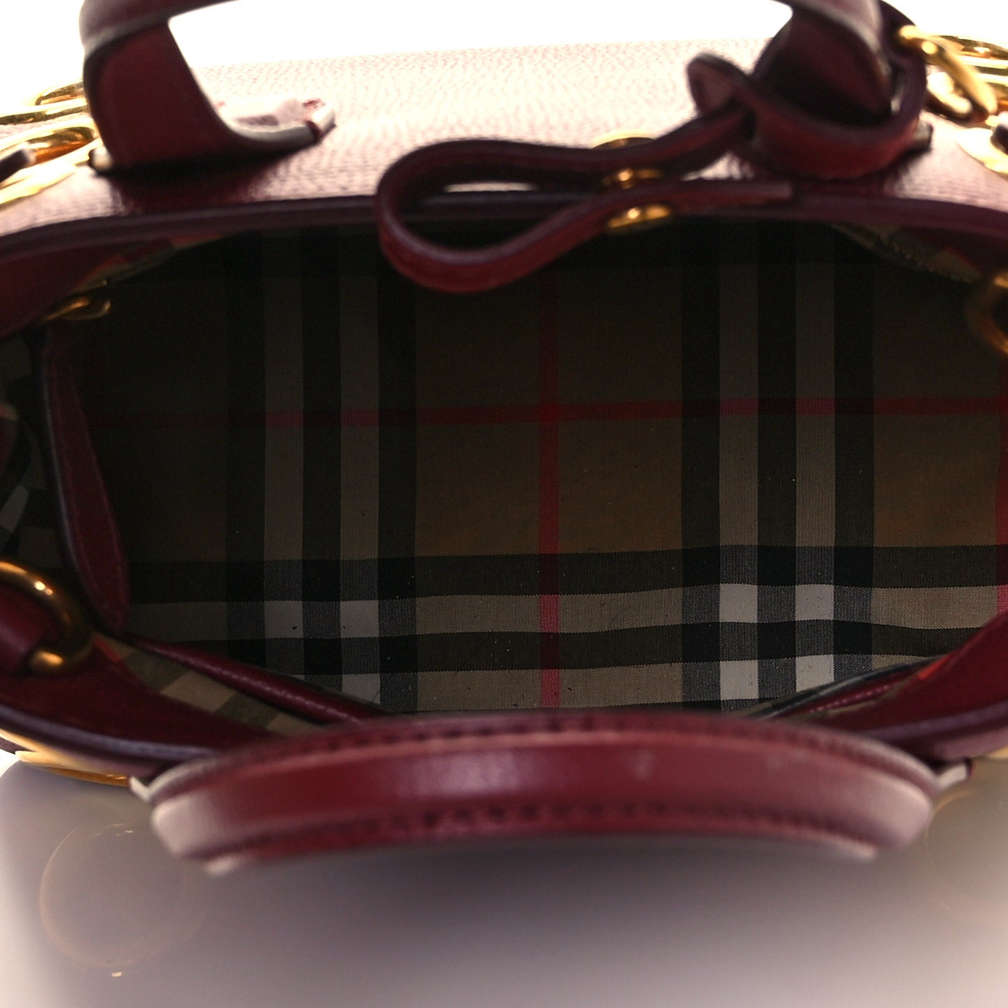 Grainy Calfskin House Check Grommet Baby Banner Tote Crimson