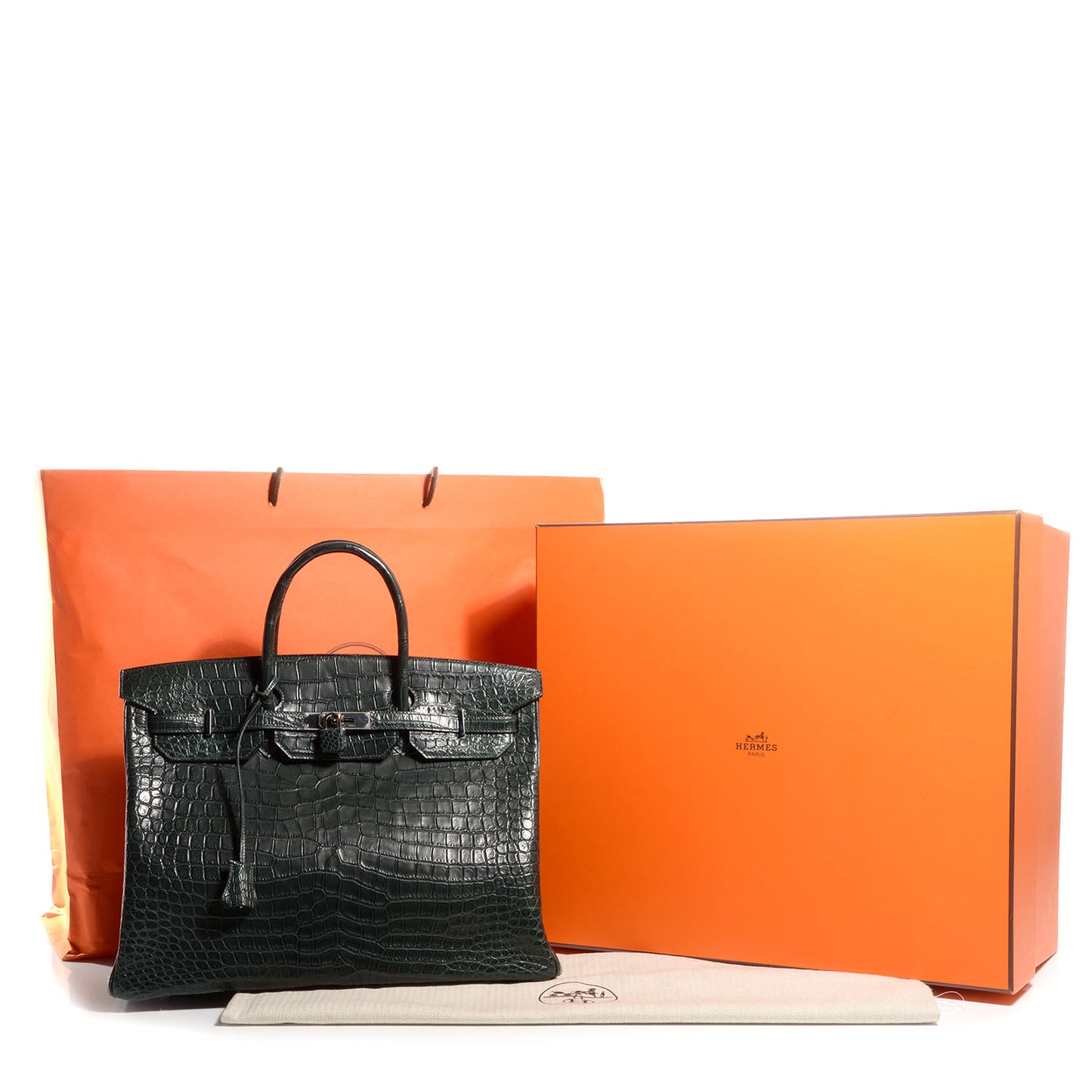 Matte Porosus Crocodile Birkin 40 Vert Fonce