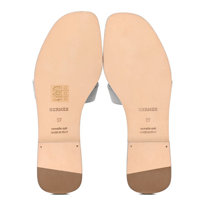 Hermes Epsom Oran Sandals 37 Bleu Glacier 4 of 4