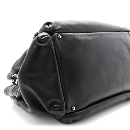 Chanel Lambskin Quilted Bowler Flap Shoulder Bag Black 9 of 10
