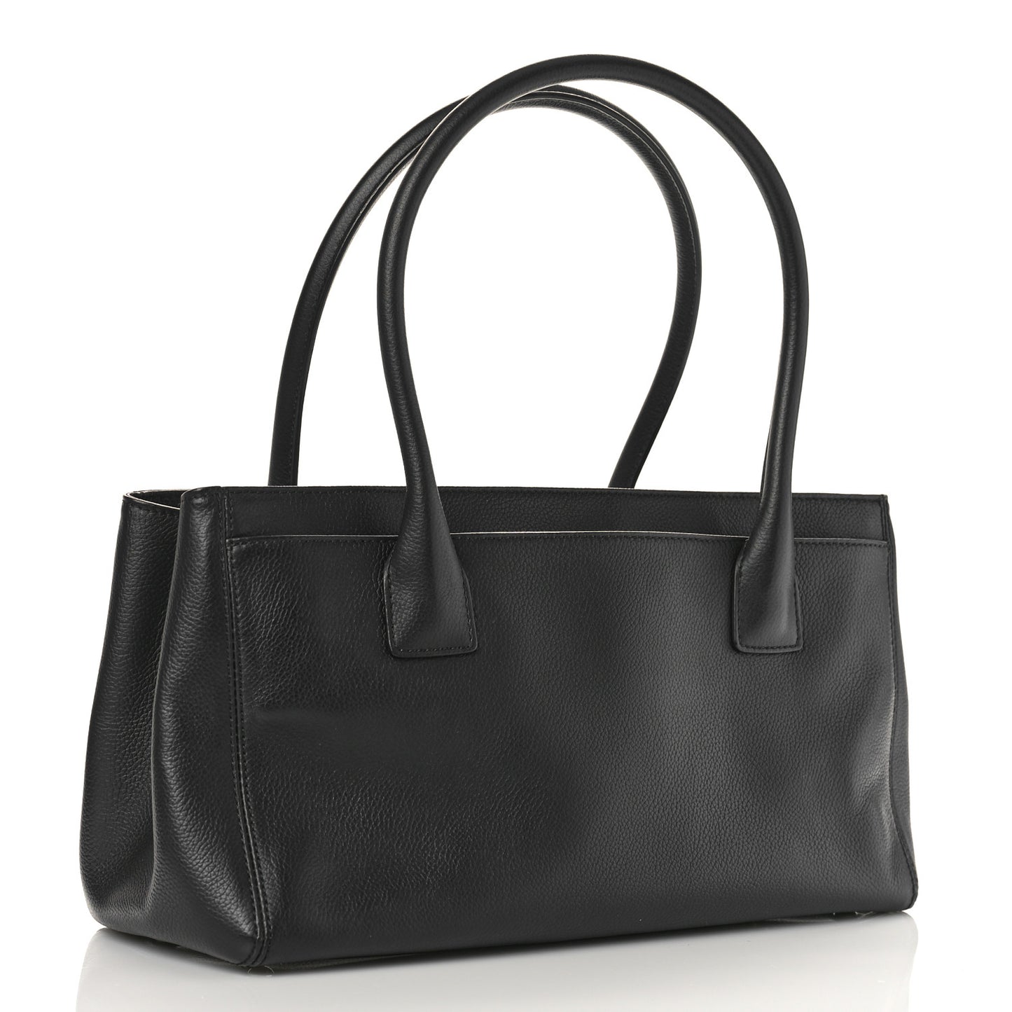 Calfskin Small Cerf Executive Shopper Tote Black