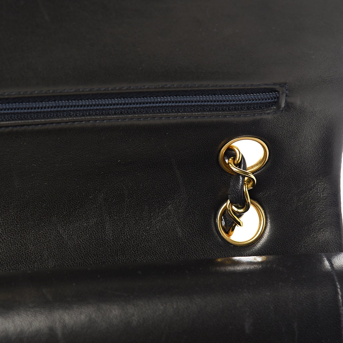 Lambskin Quilted Medium Double Flap Black