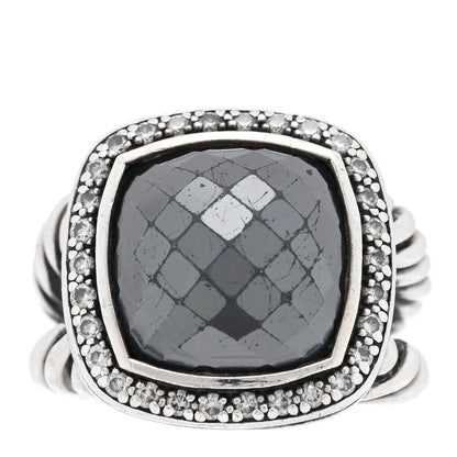 David Yurman Sterling Silver Diamond Hematine 14mm Albion Statement Ring 54 6.75 1 of 5