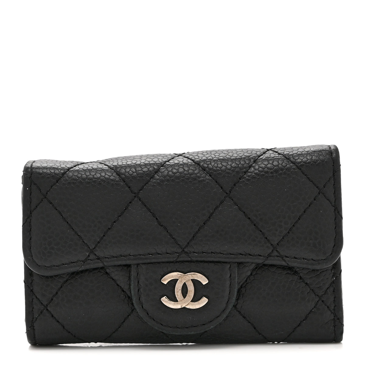 Caviar Quilted 6 Key Holder Black