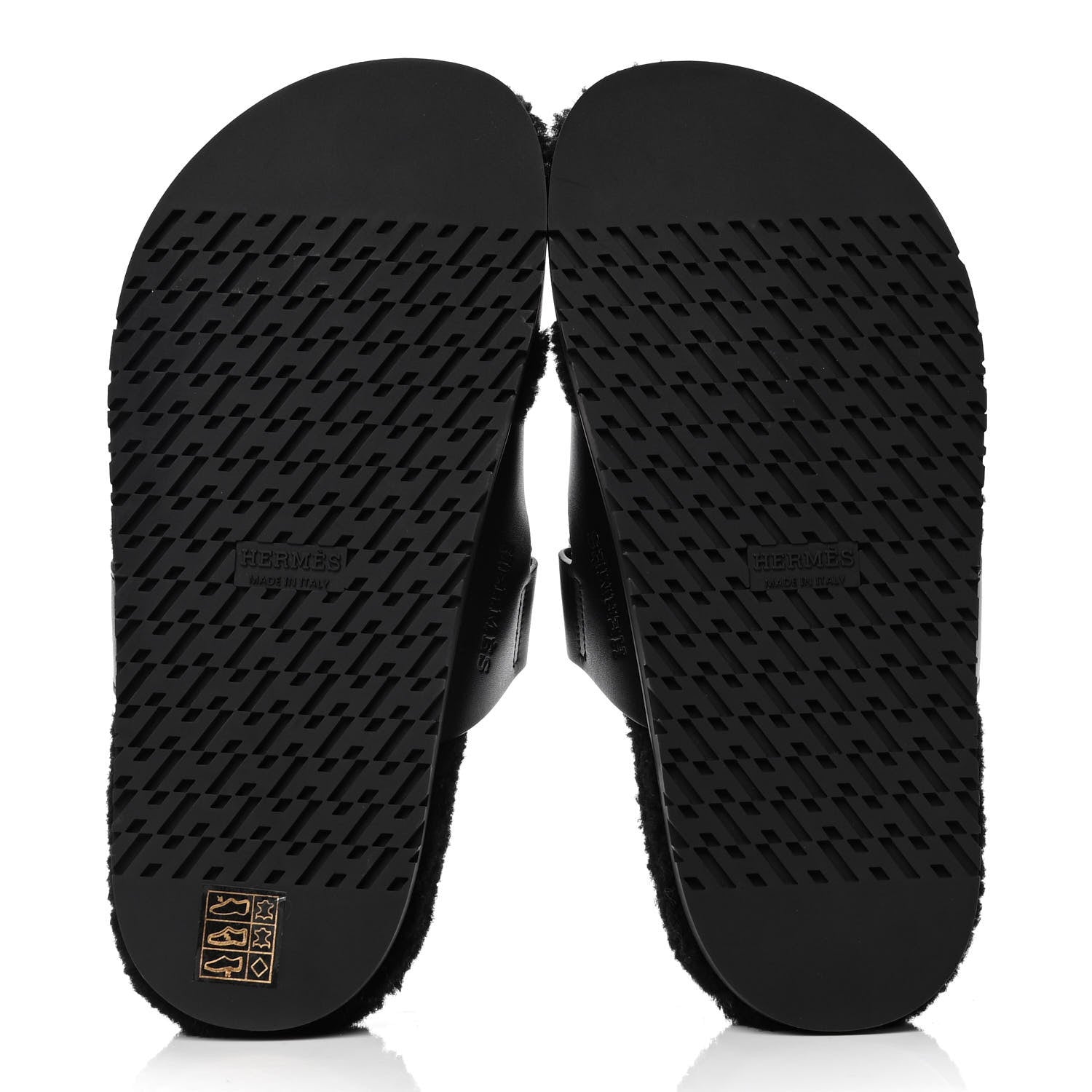 Hermes Calfskin Woolskin Womens Chypre Sandals 37 Black 4 of 4