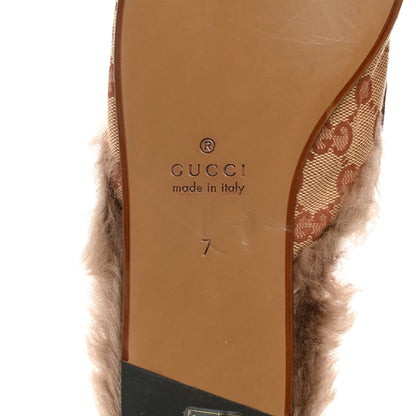 Gucci GG Monogram Fur Mens Princetown Slippers 7 Beige Ruggine Rust 9 of 10