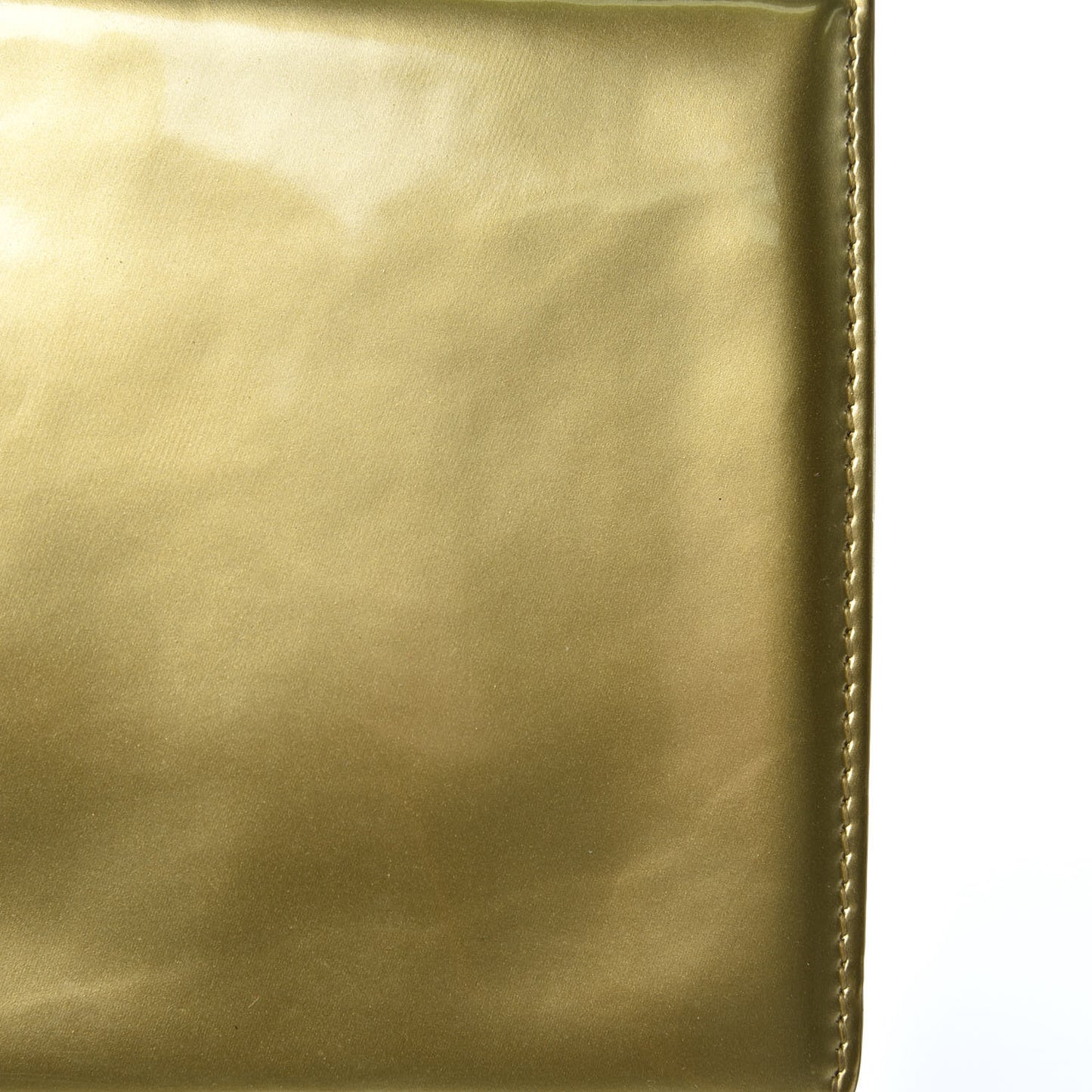 Metallic Patent Calfskin Quilted Medium Boy Flap Gold