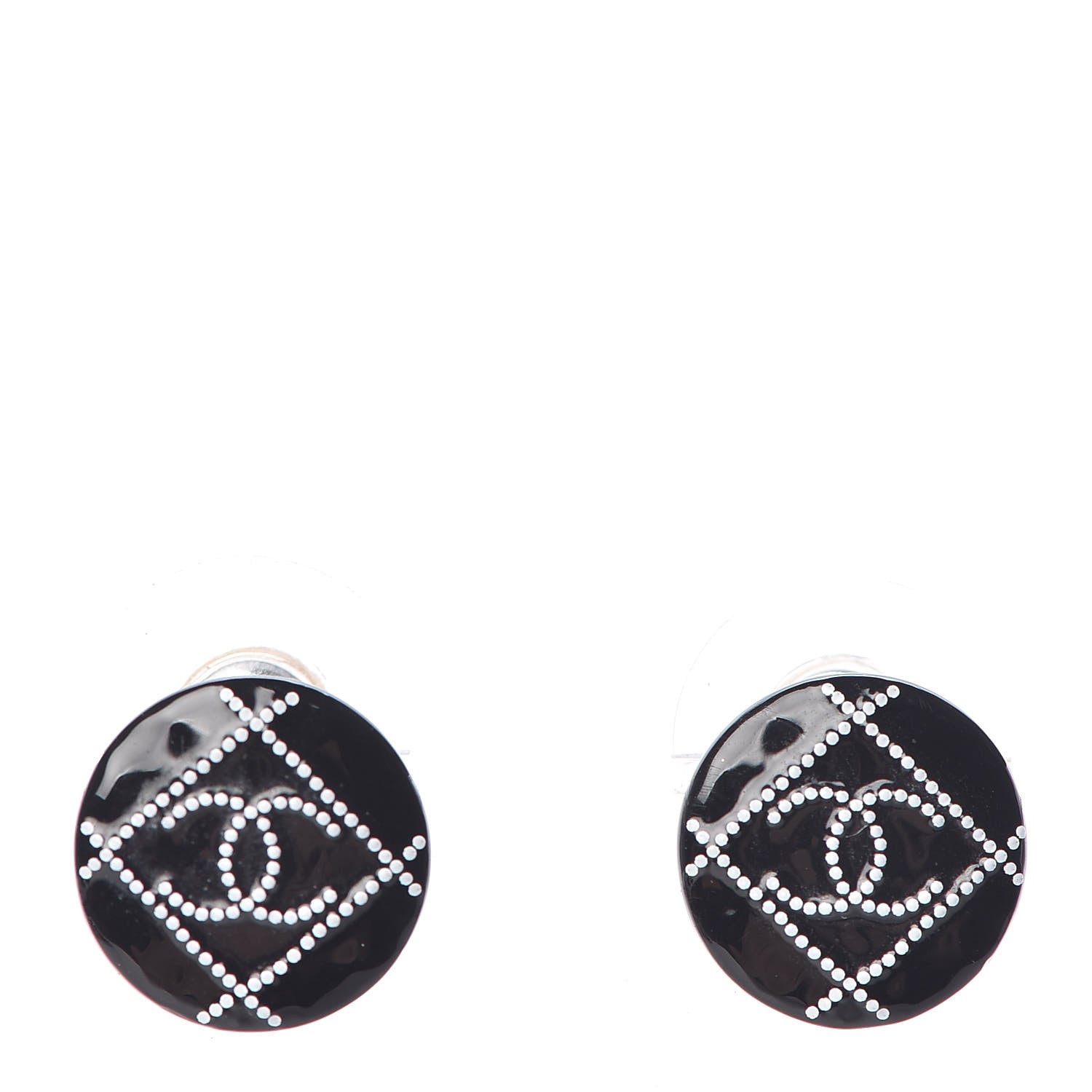 Chanel Resin Crystal CC Earrings Black 1 of 5
