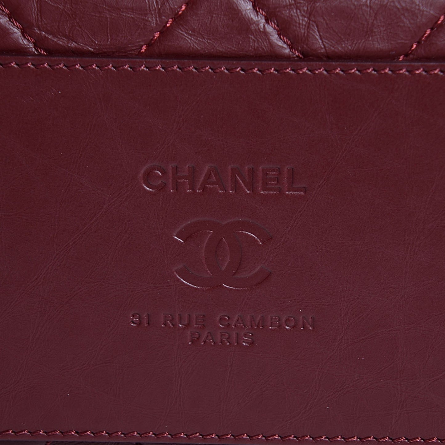 Aged Calfskin Quilted Large Secret Tag Bowling Bag Burgundy