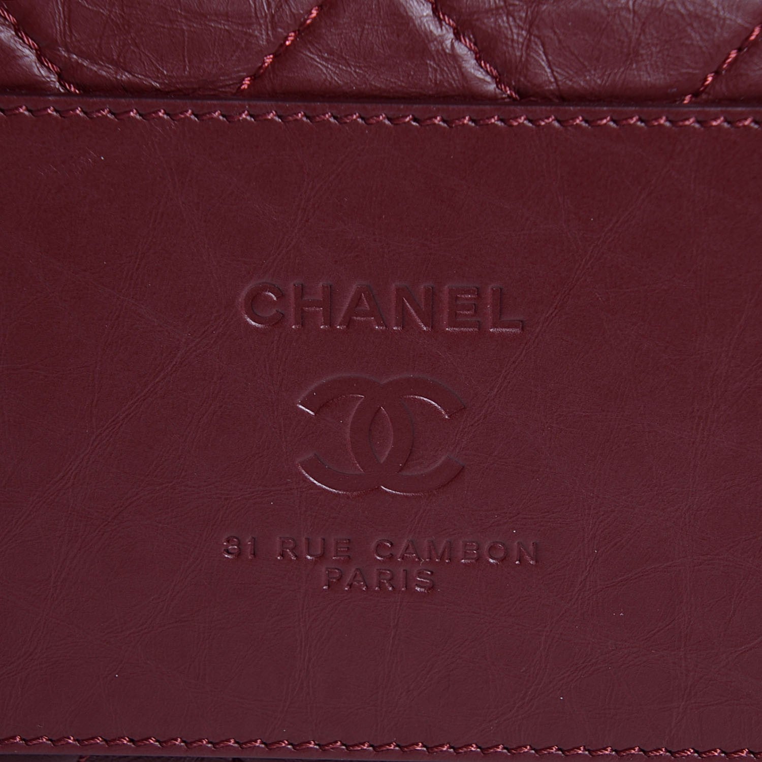 Chanel Aged Calfskin Quilted Large Secret Tag Bowling Bag Burgundy 8 of 8