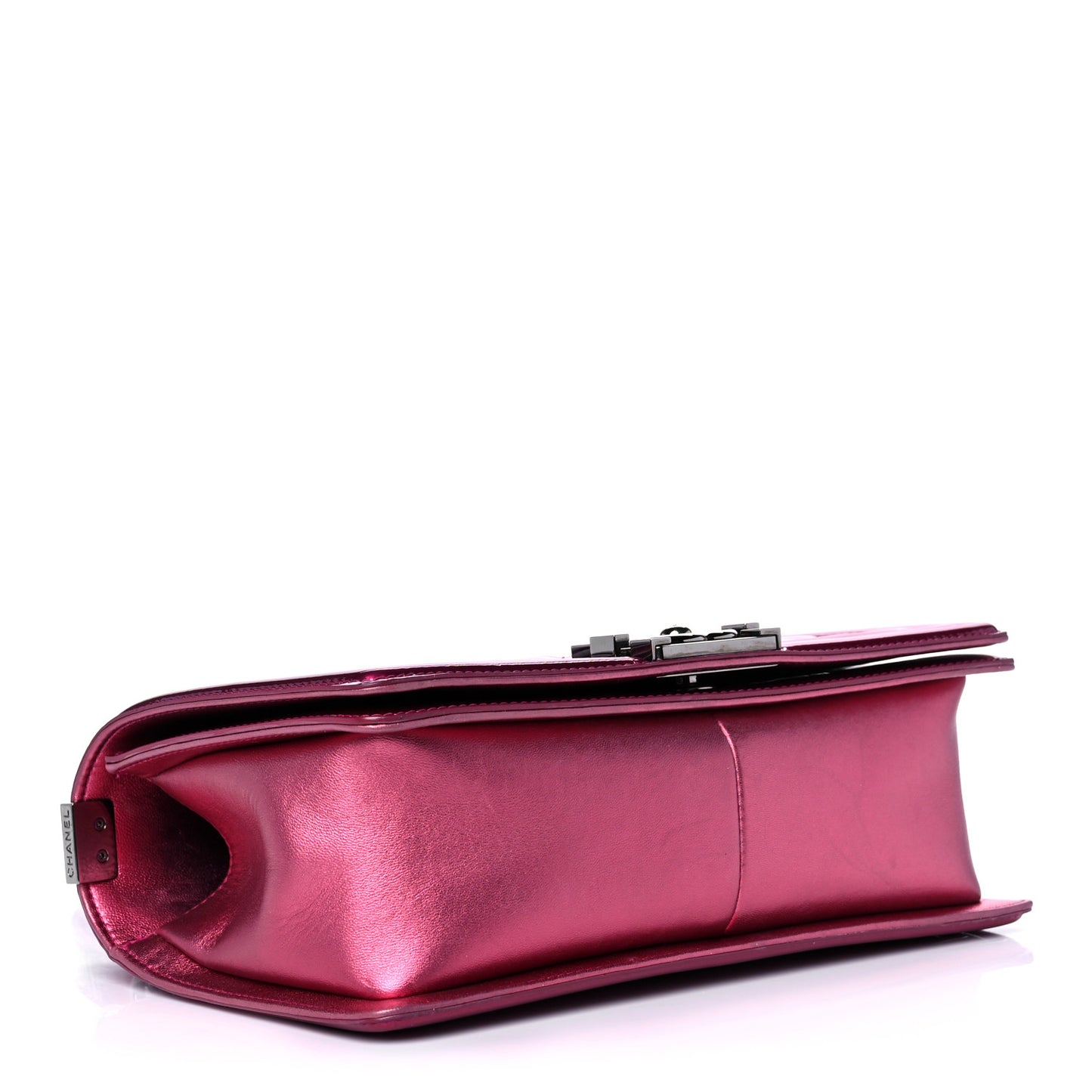 Metallic Patent Calfskin Quilted Medium Boy Flap Pink