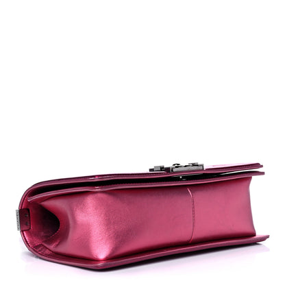 Chanel Metallic Patent Calfskin Quilted Medium Boy Flap Pink 4 of 18