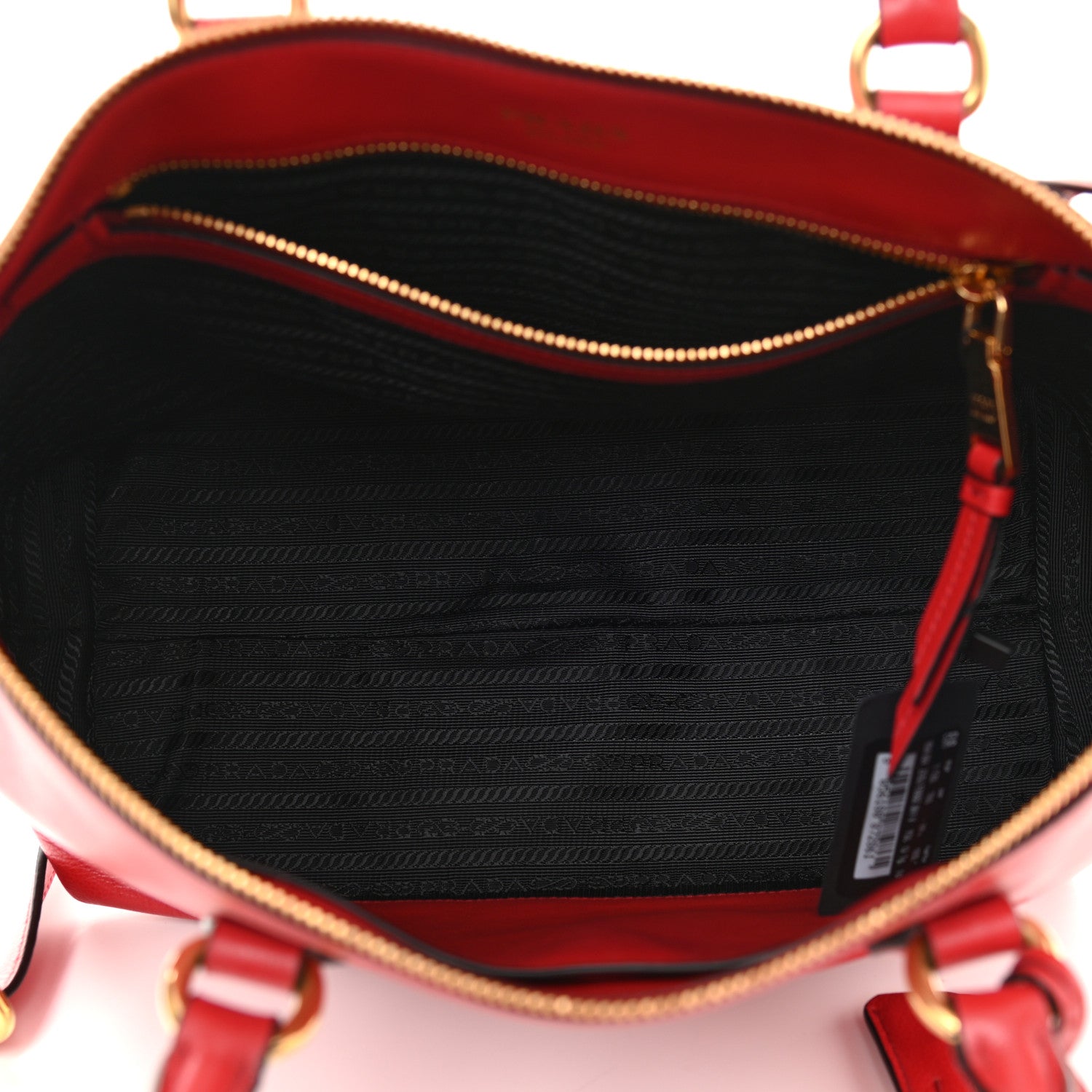 Prada Glace Calfskin Embossed Logo Tote Rosso 5 of 11
