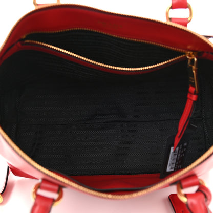 Prada Glace Calfskin Embossed Logo Tote Rosso 5 of 11