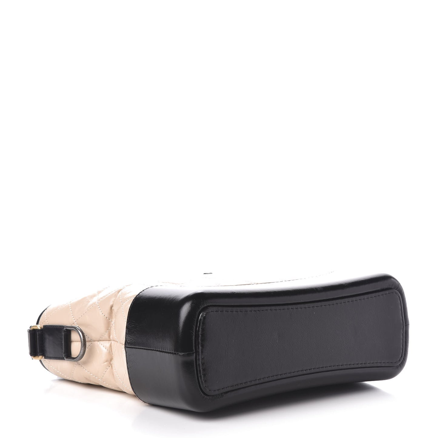 Aged Calfskin Quilted Medium Gabrielle Hobo Beige Black