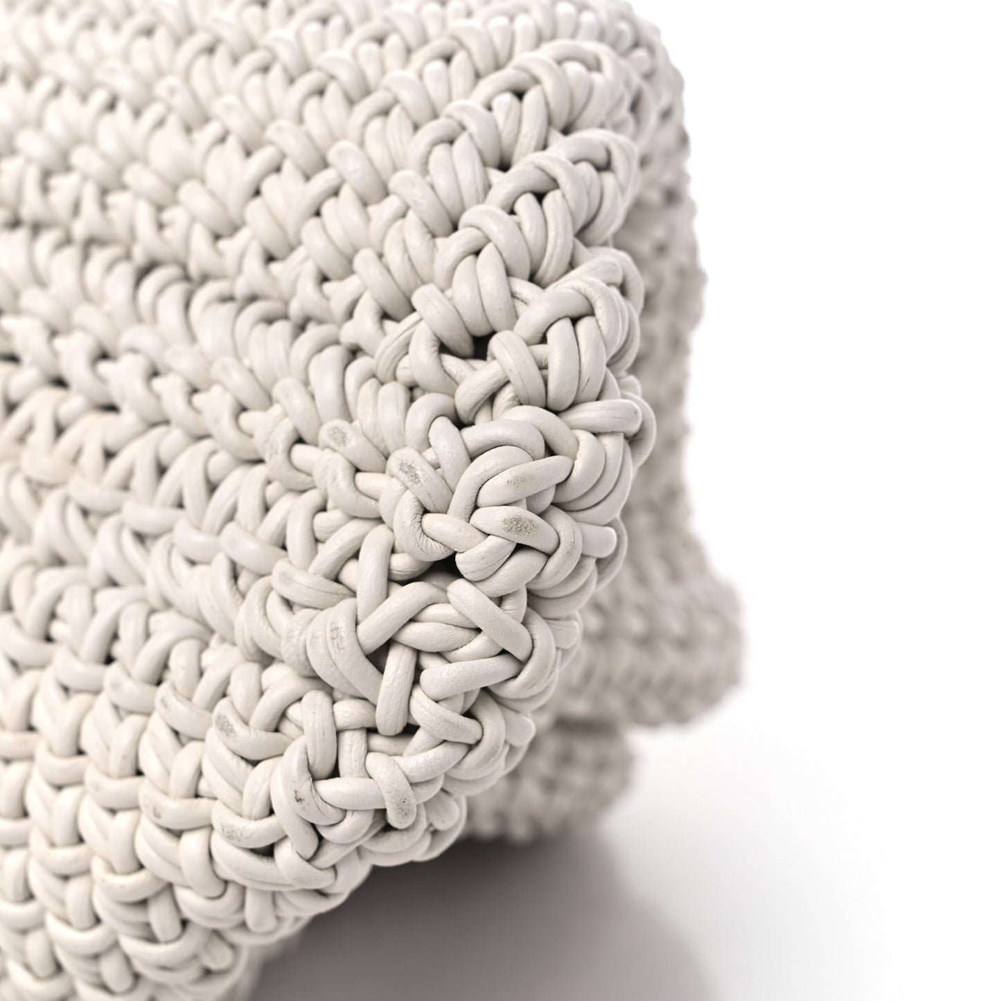 Calfskin Crochet Medium The Pouch Clutch Bianco