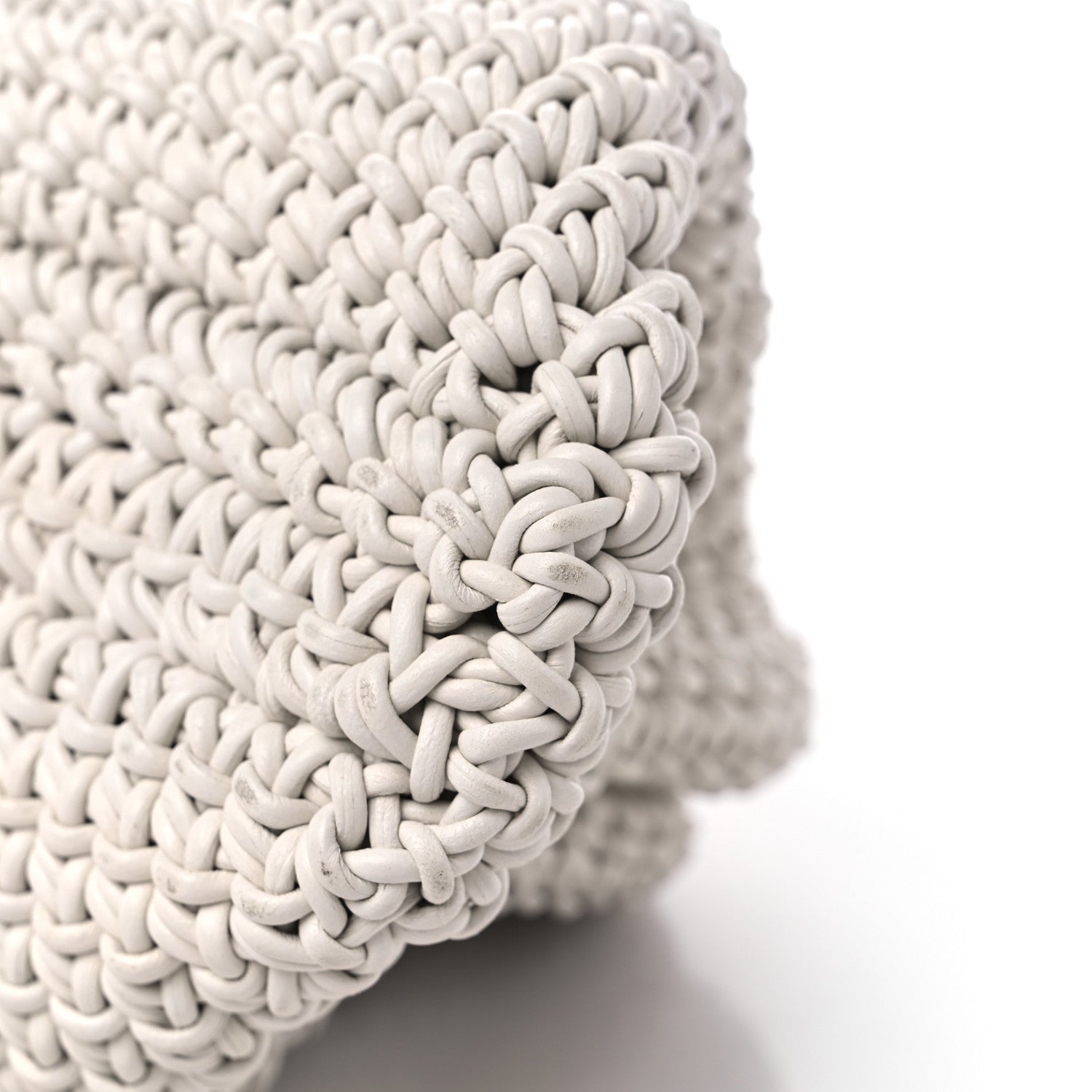 Bottega Veneta Calfskin Crochet Medium The Pouch Clutch Bianco 8 of 9