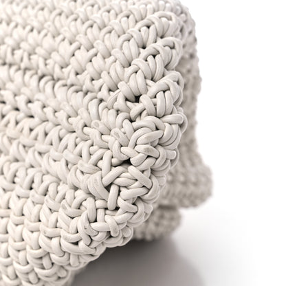 Bottega Veneta Calfskin Crochet Medium The Pouch Clutch Bianco 8 of 9