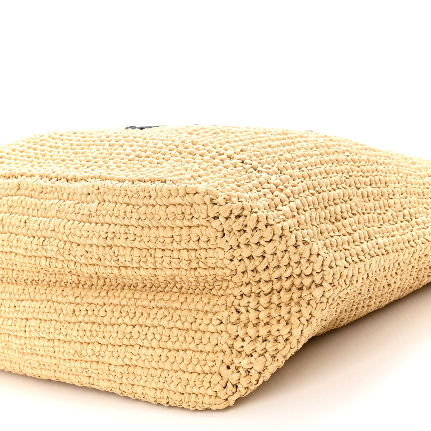 Prada Yarn Raffia Effect Crochet Embroidered Logo Tote Naturale 9 of 9