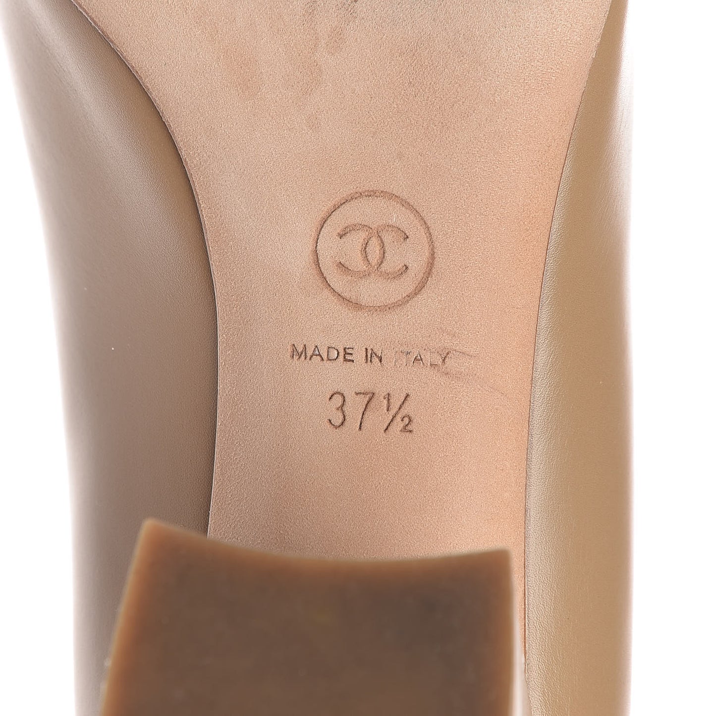 Lambskin Patent Cap Toe Pumps 37.5 Beige