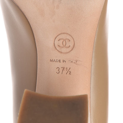 Chanel Lambskin Patent Cap Toe Pumps 37.5 Beige 9 of 14