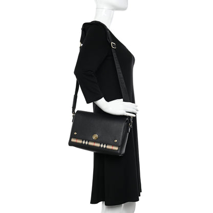 Burberry Grainy Calfskin Vintage Check Note Crossbody Bag Black 3 of 11