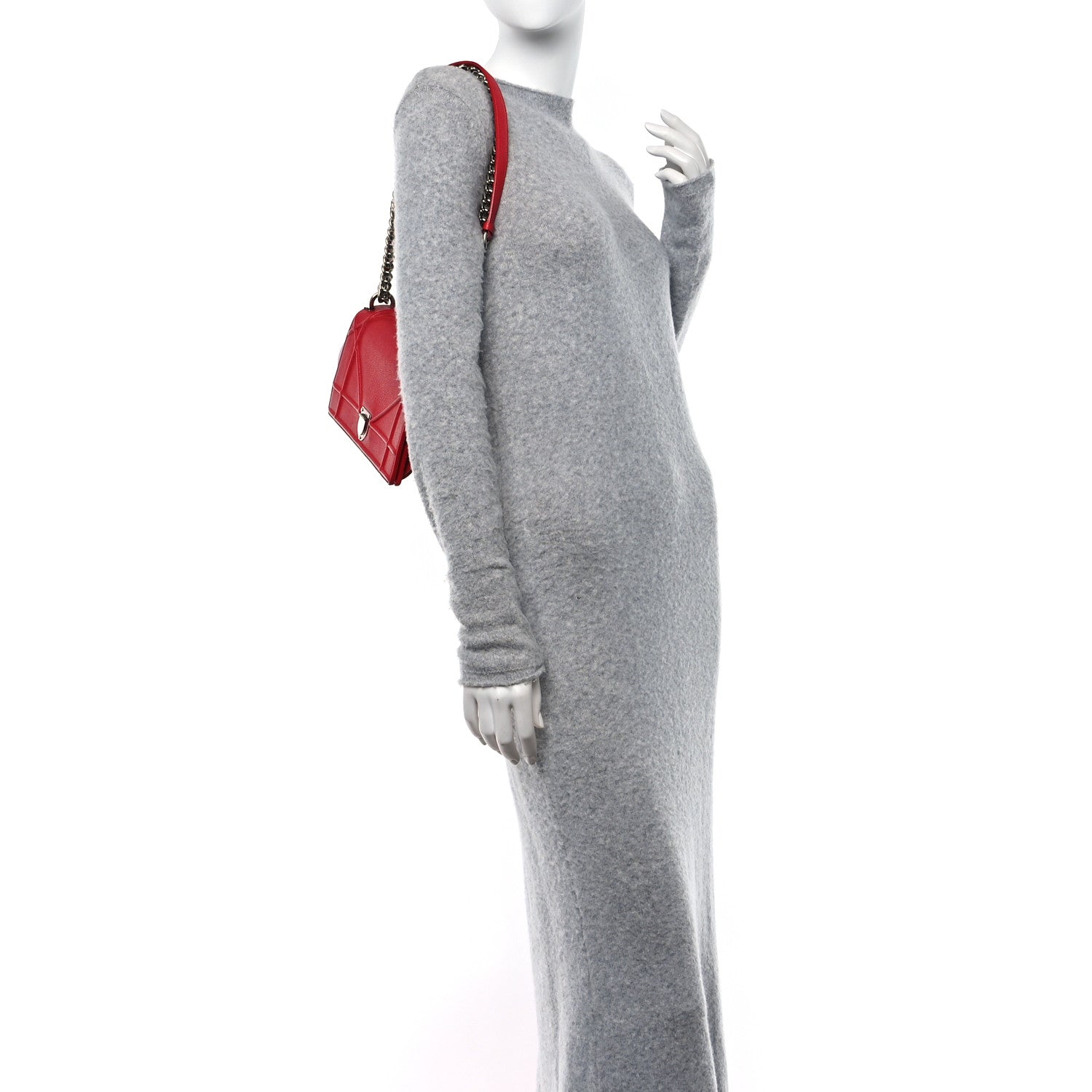 Christian Dior Grained Calfskin Small Diorama Flap Bag Red 2 of 13