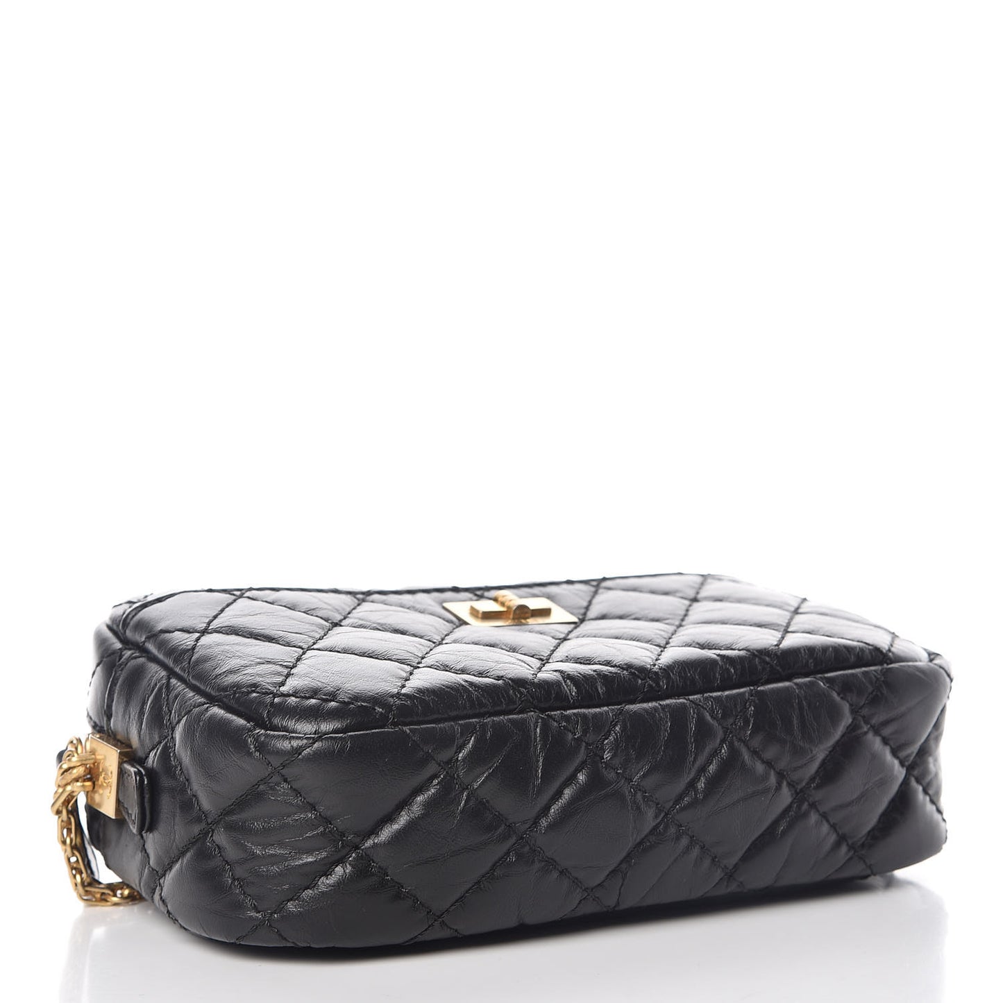 Aged Calfskin Quilted Mini Reissue Camera Case Black