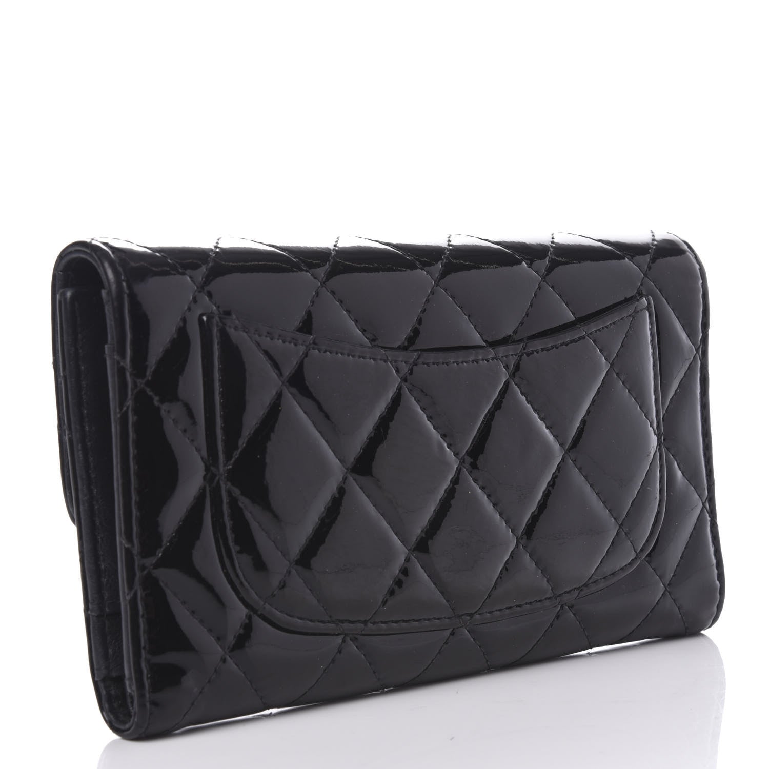 Chanel Patent Quilted Large Flap Wallet Black 3 of 8