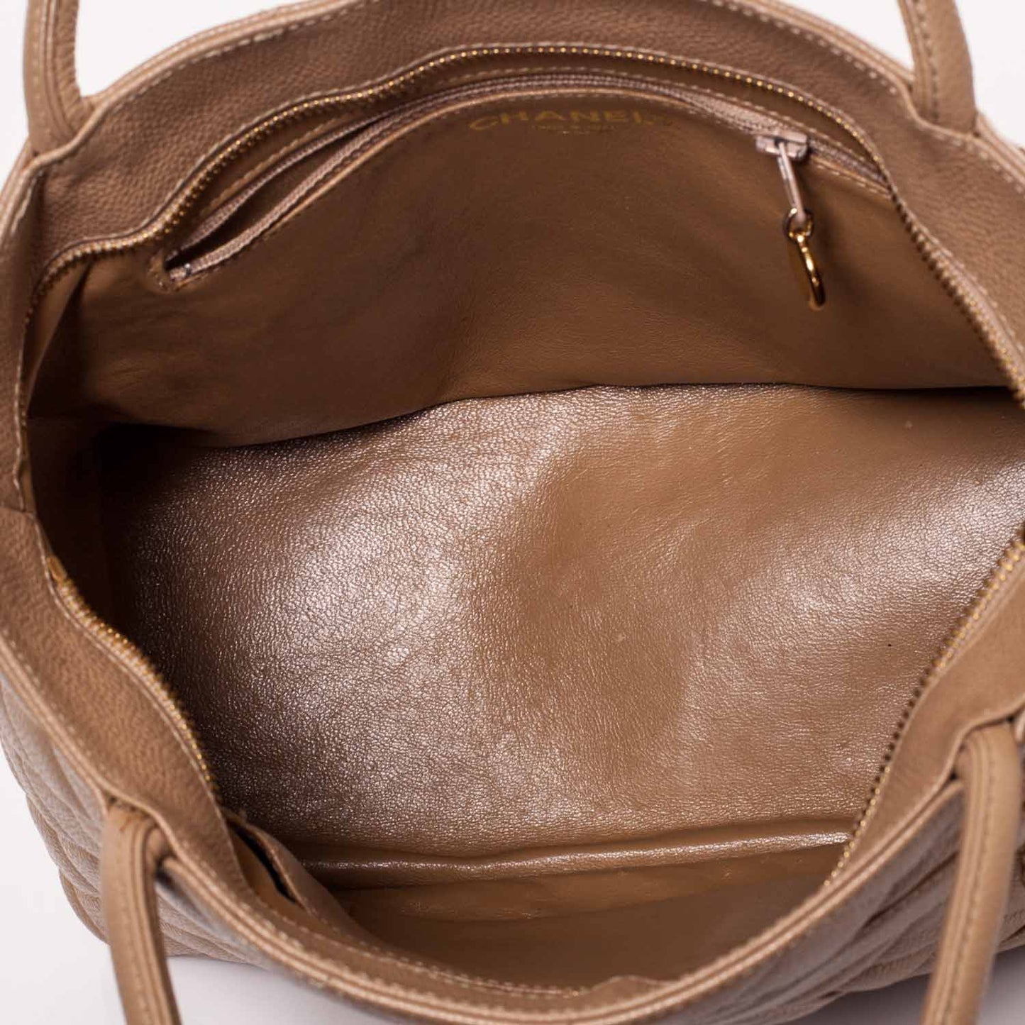 Caviar Medallion CC Tote Dark Beige