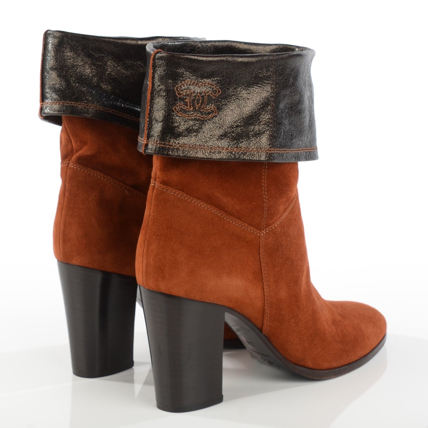 Suede Foldover CC Boots 38 Brown