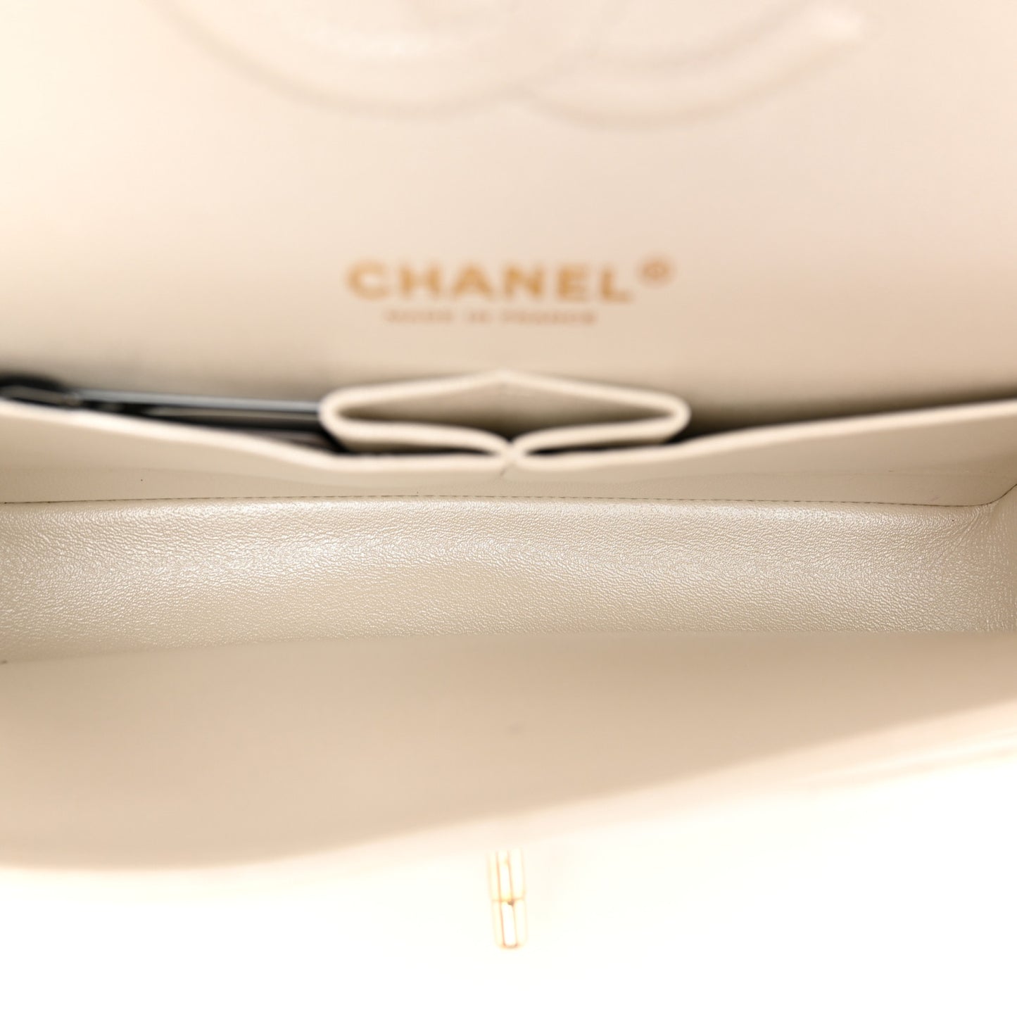 Iridescent Calfskin Quilted Medium Double Flap White