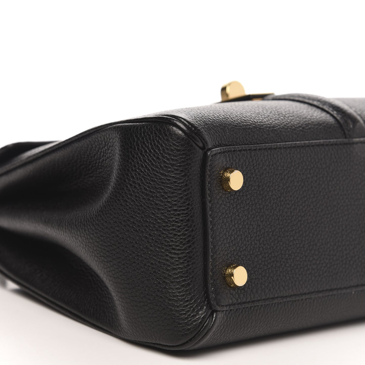 Grained Calfskin Small 16 Top Handle Bag Black