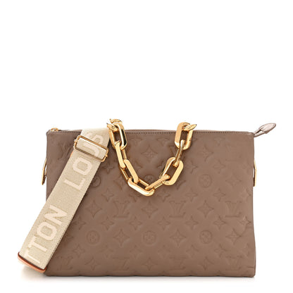 Louis Vuitton Lambskin Embossed Monogram Coussin MM Taupe 1 of 11