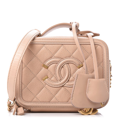 Chanel Caviar Quilted Small CC Filigree Vanity Case Beige 1 of 10