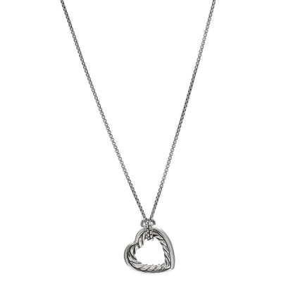 David Yurman Sterling Silver 18K Yellow Gold Large Open Heart Cable Necklace 1 of 4