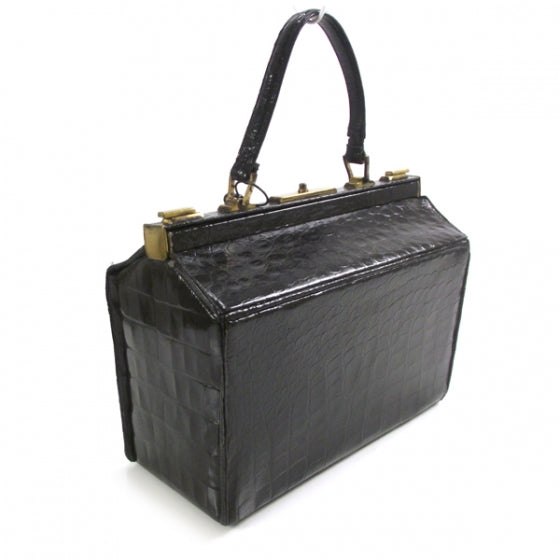 Hermes Black Vintage Crocodile Satchel 3 of 8