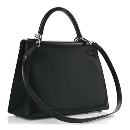 Hermes Veau Grain Lisse Kelly Sellier 28 Black 3 of 12
