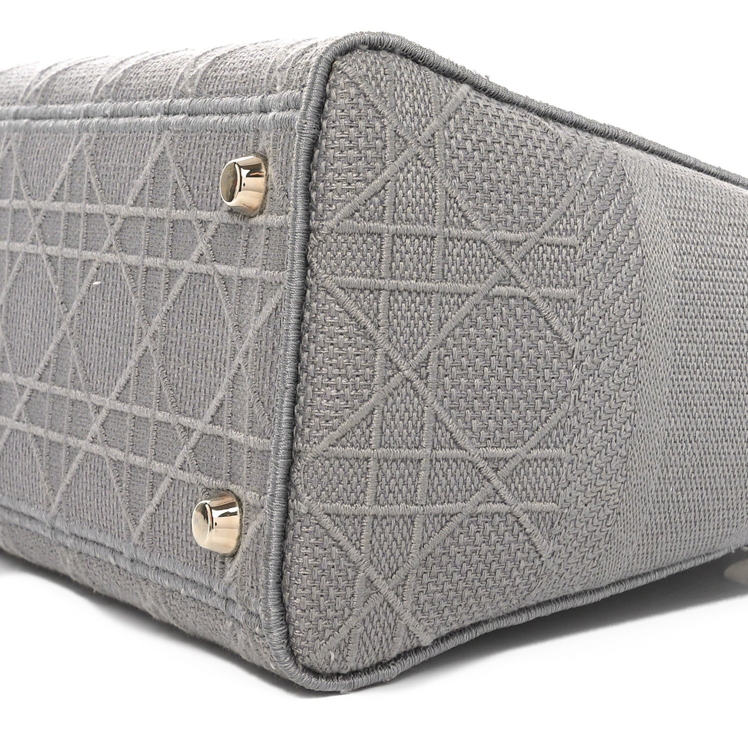 Christian Dior Canvas Embroidered Cannage Medium Lady D-Lite Gray 10 of 12
