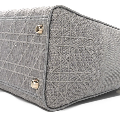 Christian Dior Canvas Embroidered Cannage Medium Lady D-Lite Gray 10 of 12