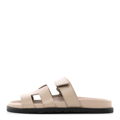 Hermes Calfskin Womens Chypre Sandals 38 Beige Mastic 1 of 9