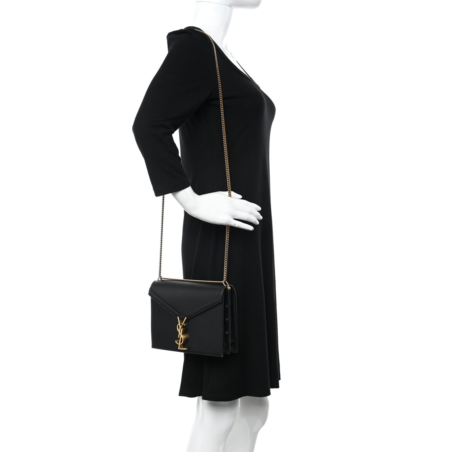 Smooth Calfskin Monogram Cassandra Clasp Bag Black