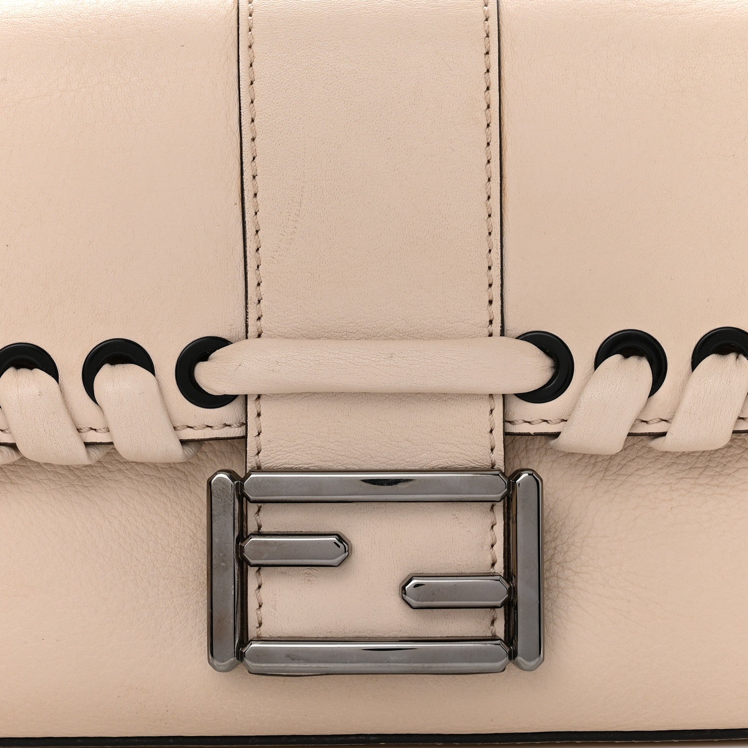 Fendi Vitello Dolce Lace Up Baguette Camelia 8 of 11