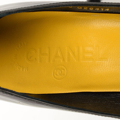 Chanel Patent Cut Out CC Pumps 38.5 Black Yellow 7 of 8