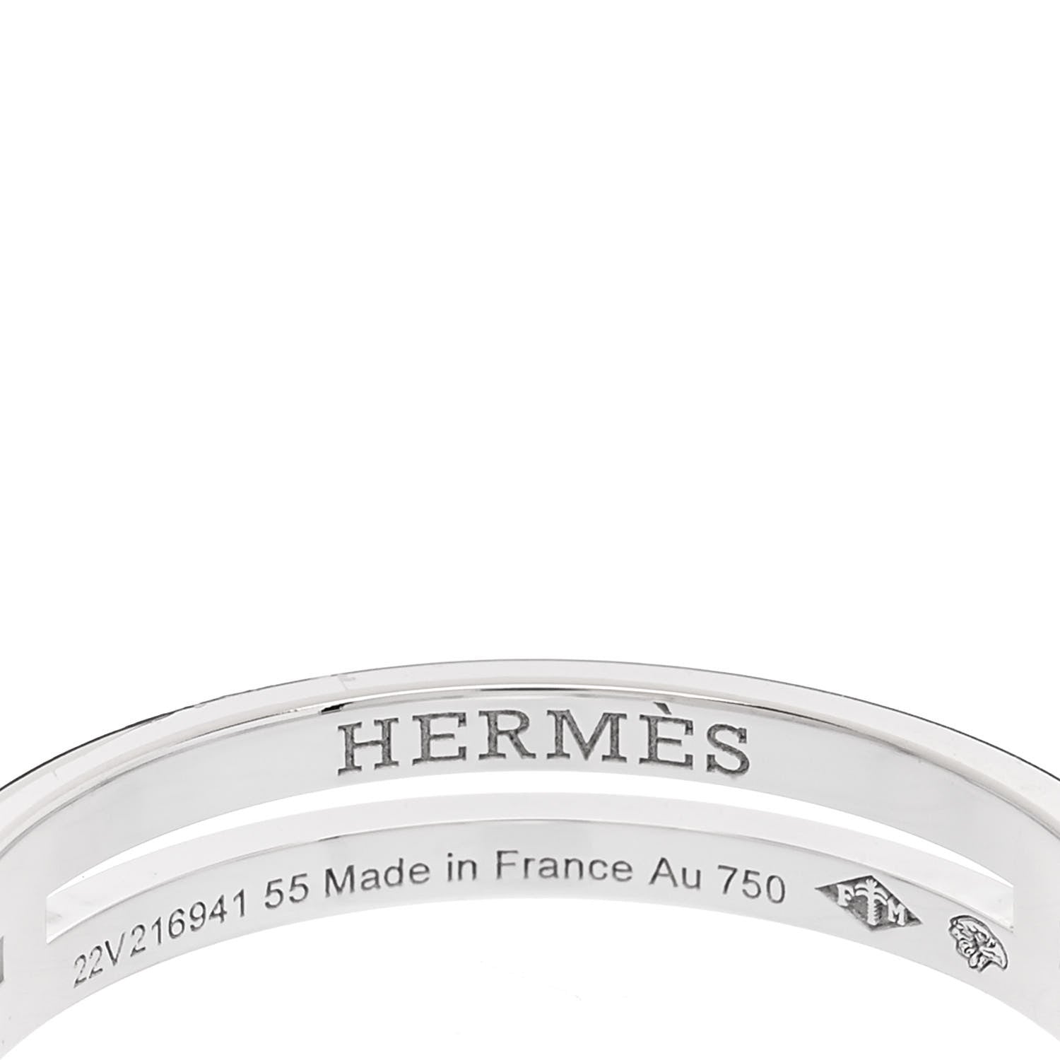 Hermes 18K White Gold Diamond Ariane Wedding Band Ring 55 7.25 4 of 5