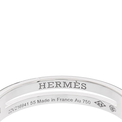 Hermes 18K White Gold Diamond Ariane Wedding Band Ring 55 7.25 4 of 5